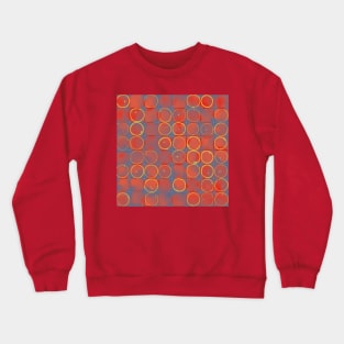 Red apple pattern on blue grid Crewneck Sweatshirt